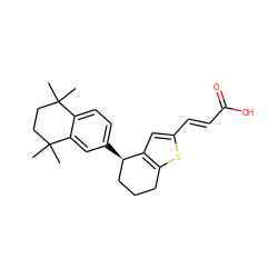 CC1(C)CCC(C)(C)c2cc([C@@H]3CCCc4sc(/C=C/C(=O)O)cc43)ccc21 ZINC000013560353