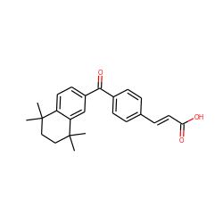 CC1(C)CCC(C)(C)c2cc(C(=O)c3ccc(/C=C/C(=O)O)cc3)ccc21 ZINC000013815202