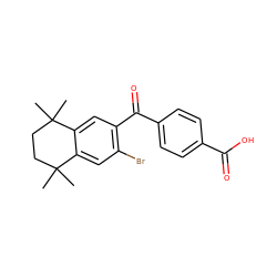 CC1(C)CCC(C)(C)c2cc(C(=O)c3ccc(C(=O)O)cc3)c(Br)cc21 ZINC000013738446