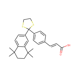 CC1(C)CCC(C)(C)c2cc(C3(c4ccc(/C=C/C(=O)O)cc4)SCCS3)ccc21 ZINC000221552791