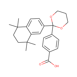 CC1(C)CCC(C)(C)c2cc(C3(c4ccc(C(=O)O)cc4)OCCCO3)ccc21 ZINC000013743081