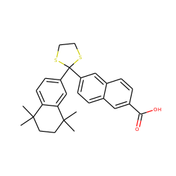 CC1(C)CCC(C)(C)c2cc(C3(c4ccc5cc(C(=O)O)ccc5c4)SCCS3)ccc21 ZINC000078938221