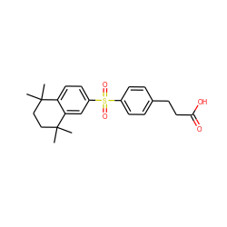 CC1(C)CCC(C)(C)c2cc(S(=O)(=O)c3ccc(CCC(=O)O)cc3)ccc21 ZINC000653722920