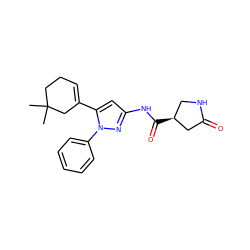 CC1(C)CCC=C(c2cc(NC(=O)[C@H]3CNC(=O)C3)nn2-c2ccccc2)C1 ZINC000169707021