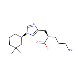 CC1(C)CCC[C@@H](n2cnc(C[C@@H](CCCN)C(=O)O)c2)C1 ZINC000169698770