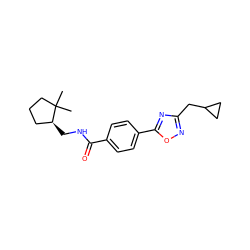 CC1(C)CCC[C@@H]1CNC(=O)c1ccc(-c2nc(CC3CC3)no2)cc1 ZINC000013864692