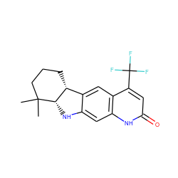 CC1(C)CCC[C@@H]2c3cc4c(C(F)(F)F)cc(=O)[nH]c4cc3N[C@@H]21 ZINC000027854781