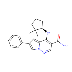 CC1(C)CCC[C@H]1Nc1c(C(N)=O)cnn2cc(-c3ccccc3)cc12 ZINC000146107901