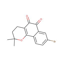 CC1(C)CCC2=C(O1)c1ccc(Br)cc1C(=O)C2=O ZINC000473155006