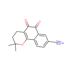 CC1(C)CCC2=C(O1)c1ccc(C#N)cc1C(=O)C2=O ZINC000473155133