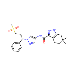 CC1(C)CCc2c(C(=O)Nc3cnn([C@@H](CCS(C)(=O)=O)c4ccccc4)c3)n[nH]c2C1 ZINC000143847656