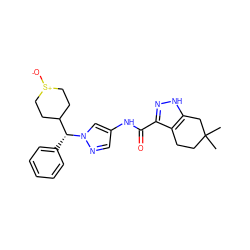 CC1(C)CCc2c(C(=O)Nc3cnn([C@H](c4ccccc4)C4CC[S+]([O-])CC4)c3)n[nH]c2C1 ZINC000144184516