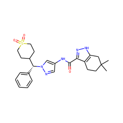 CC1(C)CCc2c(C(=O)Nc3cnn([C@H](c4ccccc4)C4CCS(=O)(=O)CC4)c3)n[nH]c2C1 ZINC000143836070