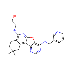 CC1(C)CCc2c(NCCO)nc3oc4c(NCc5cccnc5)ncnc4c3c2C1 ZINC000072117048