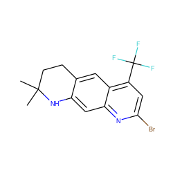 CC1(C)CCc2cc3c(C(F)(F)F)cc(Br)nc3cc2N1 ZINC000027332000