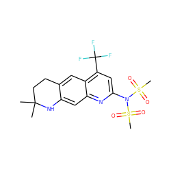 CC1(C)CCc2cc3c(C(F)(F)F)cc(N(S(C)(=O)=O)S(C)(=O)=O)nc3cc2N1 ZINC000027423542