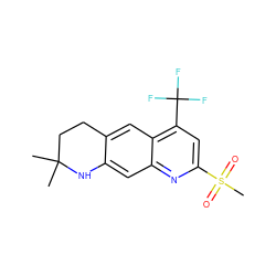 CC1(C)CCc2cc3c(C(F)(F)F)cc(S(C)(=O)=O)nc3cc2N1 ZINC000027409223