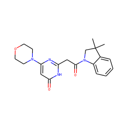 CC1(C)CN(C(=O)Cc2nc(N3CCOCC3)cc(=O)[nH]2)c2ccccc21 ZINC000103262556