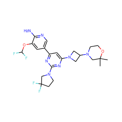 CC1(C)CN(C2CN(c3cc(-c4cnc(N)c(OC(F)F)c4)nc(N4CCC(F)(F)C4)n3)C2)CCO1 ZINC000653753082