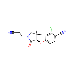 CC1(C)CN(CCC#N)C(=O)[C@@H]1Oc1ccc(C#N)c(Cl)c1 ZINC000082153381