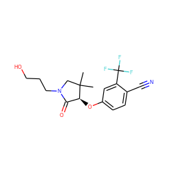 CC1(C)CN(CCCO)C(=O)[C@@H]1Oc1ccc(C#N)c(C(F)(F)F)c1 ZINC000072120453