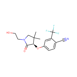 CC1(C)CN(CCO)C(=O)[C@@H]1Oc1ccc(C#N)c(C(F)(F)F)c1 ZINC000073199081