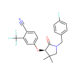 CC1(C)CN(Cc2ccc(F)cc2)C(=O)[C@@H]1Oc1ccc(C#N)c(C(F)(F)F)c1 ZINC000072119862