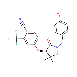 CC1(C)CN(Cc2ccc(O)cc2)C(=O)[C@@H]1Oc1ccc(C#N)c(C(F)(F)F)c1 ZINC000072119714