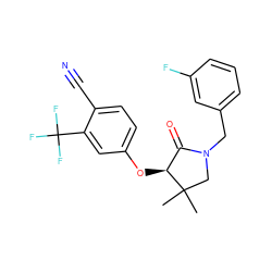 CC1(C)CN(Cc2cccc(F)c2)C(=O)[C@@H]1Oc1ccc(C#N)c(C(F)(F)F)c1 ZINC000072119896