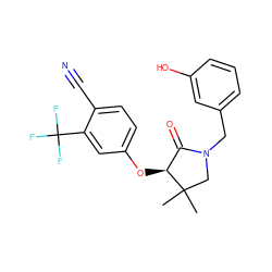 CC1(C)CN(Cc2cccc(O)c2)C(=O)[C@@H]1Oc1ccc(C#N)c(C(F)(F)F)c1 ZINC000072119826