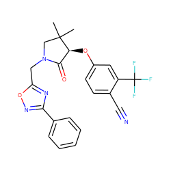 CC1(C)CN(Cc2nc(-c3ccccc3)no2)C(=O)[C@@H]1Oc1ccc(C#N)c(C(F)(F)F)c1 ZINC000072120092