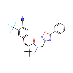 CC1(C)CN(Cc2noc(-c3ccccc3)n2)C(=O)[C@@H]1Oc1ccc(C#N)c(C(F)(F)F)c1 ZINC000072120090