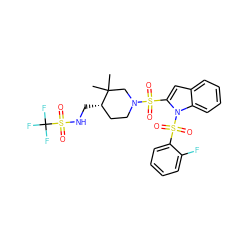 CC1(C)CN(S(=O)(=O)c2cc3ccccc3n2S(=O)(=O)c2ccccc2F)CC[C@@H]1CNS(=O)(=O)C(F)(F)F ZINC000064528469