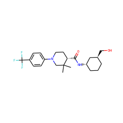 CC1(C)CN(c2ccc(C(F)(F)F)cc2)CC[C@@H]1C(=O)N[C@H]1CCC[C@H](CO)C1 ZINC001772583025