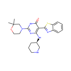 CC1(C)CN(c2nc(N[C@@H]3CCCNC3)c(-c3nc4ccccc4s3)c(=O)[nH]2)CCO1 ZINC001772628645