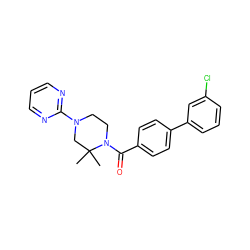 CC1(C)CN(c2ncccn2)CCN1C(=O)c1ccc(-c2cccc(Cl)c2)cc1 ZINC000299835915