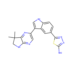 CC1(C)CNc2ncc(-c3c[nH]c4ccc(-c5nnc(N)s5)cc34)nc21 ZINC000204757554