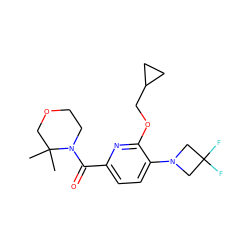 CC1(C)COCCN1C(=O)c1ccc(N2CC(F)(F)C2)c(OCC2CC2)n1 ZINC000146325295