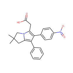 CC1(C)Cc2c(-c3ccccc3)c(-c3ccc([N+](=O)[O-])cc3)c(CC(=O)O)n2C1 ZINC000013737365