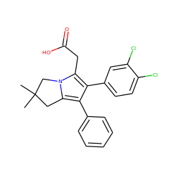 CC1(C)Cc2c(-c3ccccc3)c(-c3ccc(Cl)c(Cl)c3)c(CC(=O)O)n2C1 ZINC000013737361