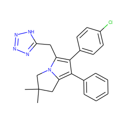 CC1(C)Cc2c(-c3ccccc3)c(-c3ccc(Cl)cc3)c(Cc3nnn[nH]3)n2C1 ZINC000043121271