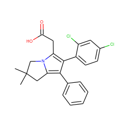 CC1(C)Cc2c(-c3ccccc3)c(-c3ccc(Cl)cc3Cl)c(CC(=O)O)n2C1 ZINC000013737360