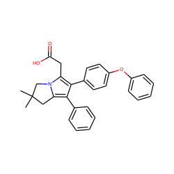 CC1(C)Cc2c(-c3ccccc3)c(-c3ccc(Oc4ccccc4)cc3)c(CC(=O)O)n2C1 ZINC000013737357