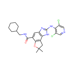 CC1(C)Cc2c(c(C(=O)NCC3CCCCC3)cc3nc(Nc4c(Cl)cncc4Cl)[nH]c23)O1 ZINC000139688791