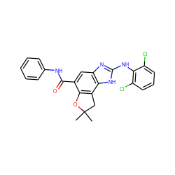 CC1(C)Cc2c(c(C(=O)Nc3ccccc3)cc3nc(Nc4c(Cl)cccc4Cl)[nH]c23)O1 ZINC000139955185