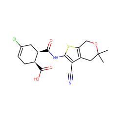 CC1(C)Cc2c(sc(NC(=O)[C@@H]3CC(Cl)=CC[C@@H]3C(=O)O)c2C#N)CO1 ZINC000004181120