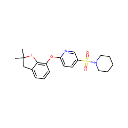 CC1(C)Cc2cccc(Oc3ccc(S(=O)(=O)N4CCCCC4)cn3)c2O1 ZINC000006025184