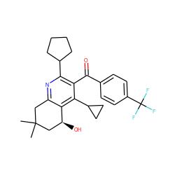 CC1(C)Cc2nc(C3CCCC3)c(C(=O)c3ccc(C(F)(F)F)cc3)c(C3CC3)c2[C@@H](O)C1 ZINC000049112052
