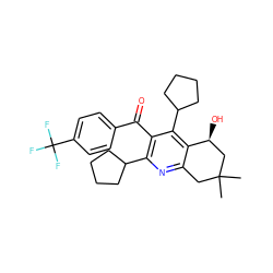 CC1(C)Cc2nc(C3CCCC3)c(C(=O)c3ccc(C(F)(F)F)cc3)c(C3CCCC3)c2[C@@H](O)C1 ZINC000049113066