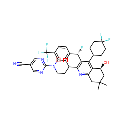 CC1(C)Cc2nc(C3CCN(c4ncc(C#N)cn4)CC3)c([C@@H](F)c3ccc(C(F)(F)F)cc3)c(C3CCC(F)(F)CC3)c2[C@@H](O)C1 ZINC000200016820